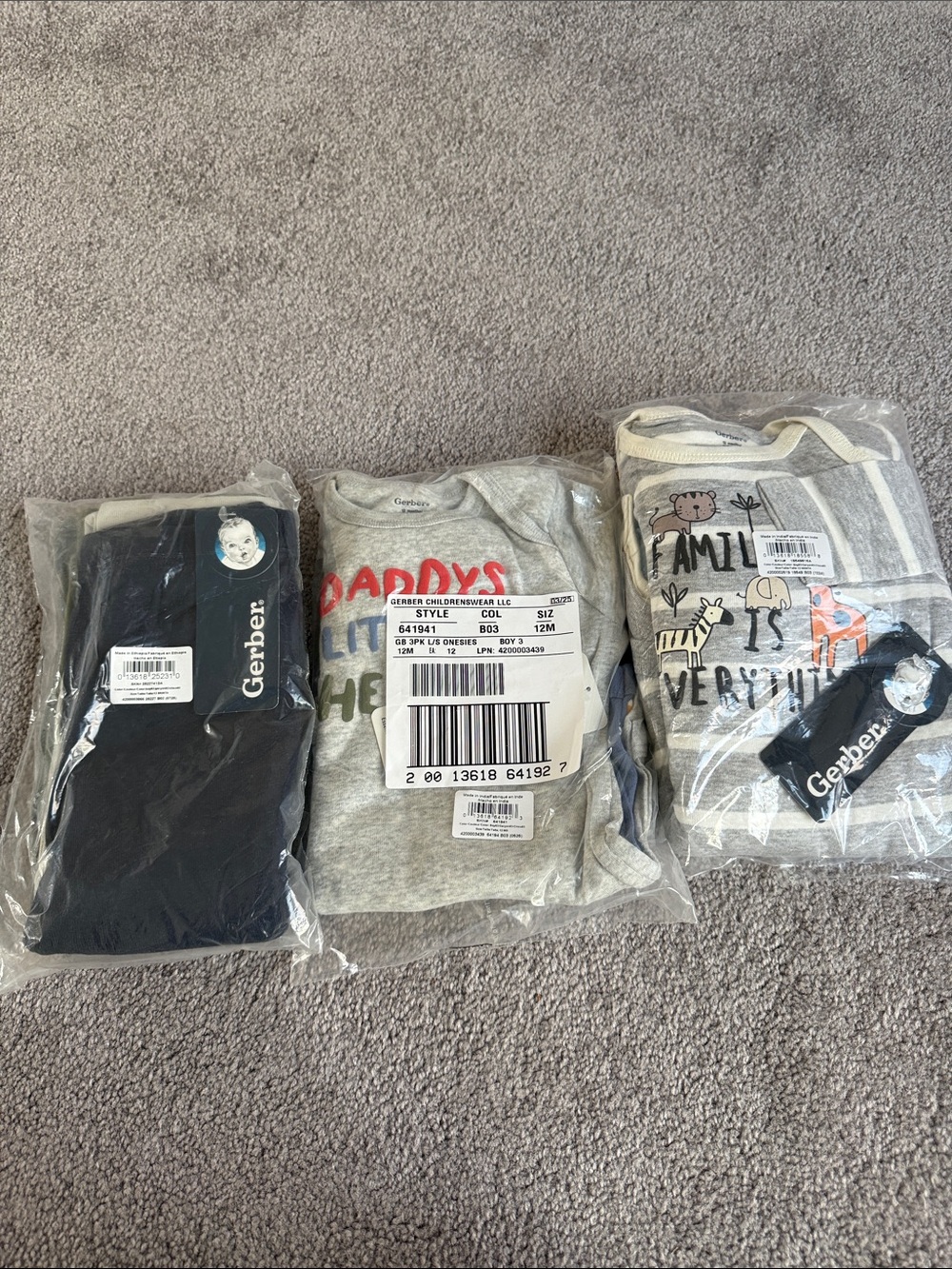 Gerber 12 month Long Sleeve Onesies and 12 month Pants